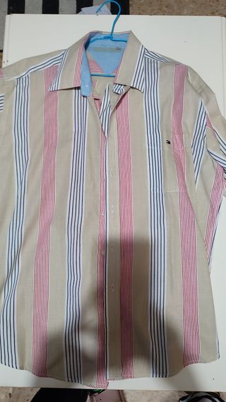 Camisa Tommy Hilfiger Rayas Beige Multicolor