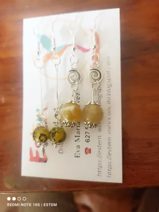 Pendientes Ágata vena de dragón y cuarzo blanco
