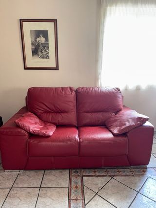 Sofá de Piel Rojo Pedro Ortiz