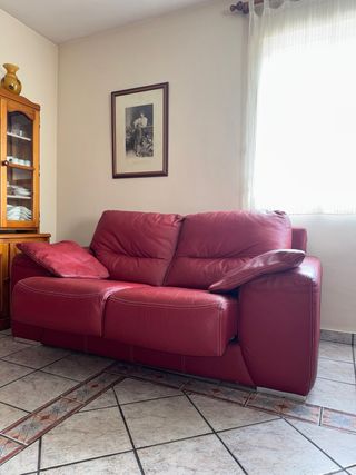 Sofá de Piel Rojo Pedro Ortiz
