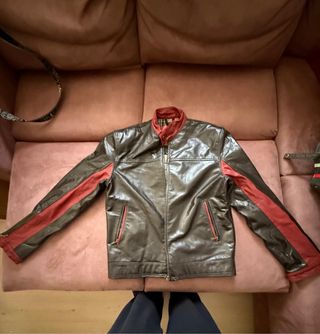 Chaqueta Belstaff Cuero Marrón y Rojo