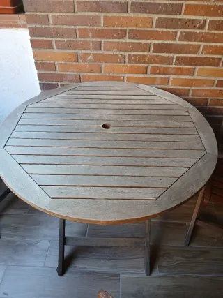 Mesa y 4 Sillas Terraza Madera