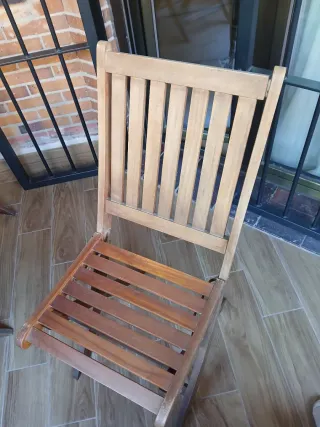 Mesa y 4 Sillas Terraza Madera