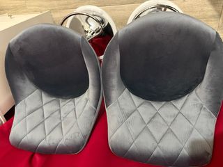 2  Nuevos Taburetes Terciopelo Gris Ajustable