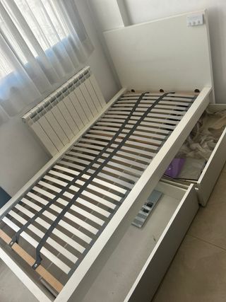 Estructura cama blanca con 2 cajones