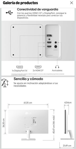 Monitor LG 27 4K UHD Blanco
