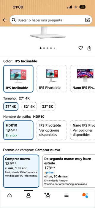 Monitor LG 27 4K UHD Blanco