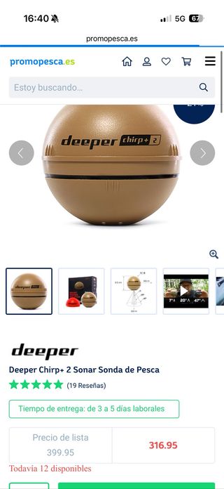 Sonda Deeper Chirp+ 2 Sonar Pesca