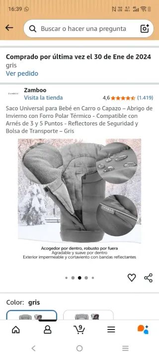 Saco universal silla o capazo gris