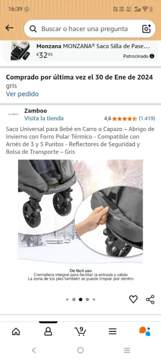 Saco universal silla o capazo gris