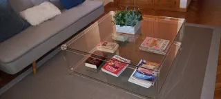 Mesa centro cristal y metacrilato 100x100