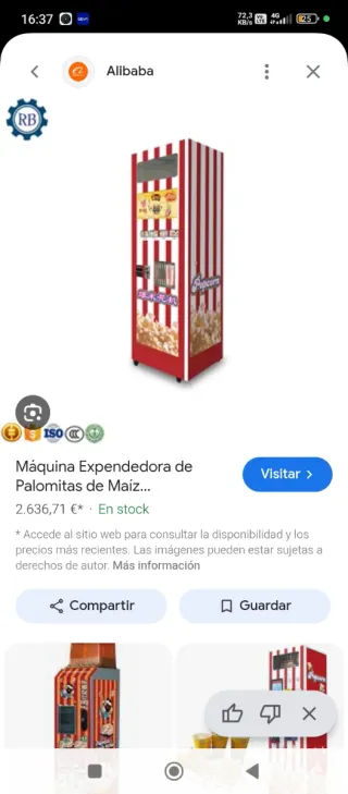 Máquina de palomitas nueva a estrenar.