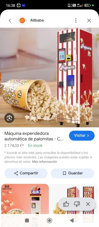 Máquina de palomitas nueva a estrenar.