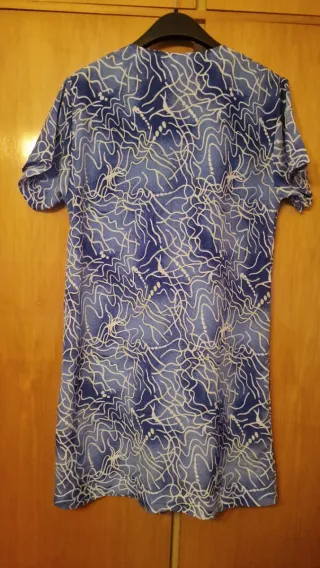 Bata azul verano estampada