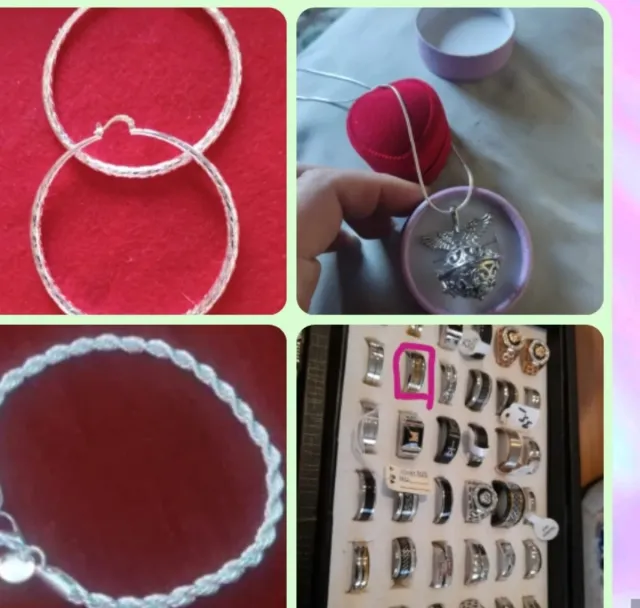 Conjunto 4 Piezas: Colgante, Anillo, Pendientes..