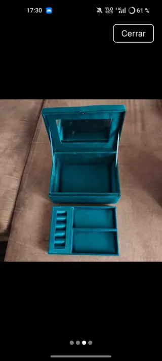 Joyero terciopelo verde con espejo