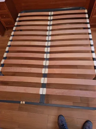 Somier cama matrimonio madera y metal