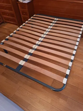 Somier cama matrimonio madera y metal