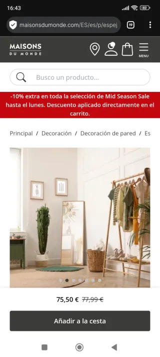 Espejo cuerpo entero, suelo o pared.Marco madera