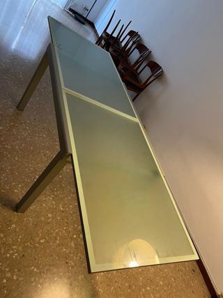 Mesa comedor extensible cristal y metal