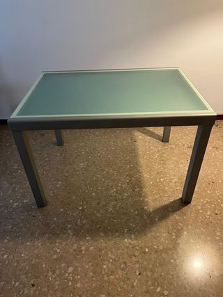 Mesa comedor extensible cristal y metal