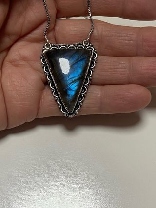 Collar Plata 925 y Labradorita Triángulo