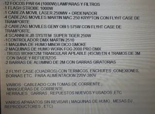 Equipo de sonido das audio, mesas y luces