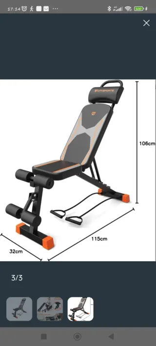 Banco de ejercicio y mancuernas hasta 30kg