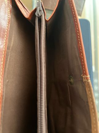 Monedero billetero piel beige y marrón