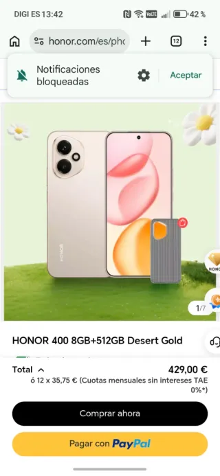 Honor 400 512GB Gold cambio o vendo