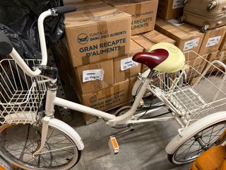 Bicicleta blanca con canasta