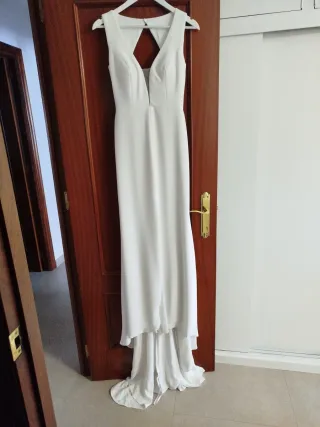 Vestido de Novia 3 Piezas y cinturón de plumas