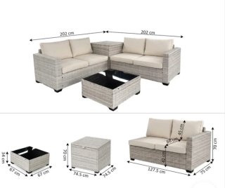 Conjunto de jardín beige y gris