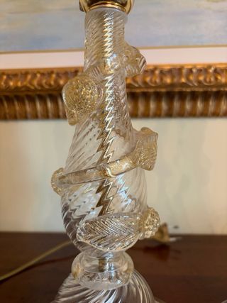 Coppia Lampade Murano Vetro Oro Trasparente