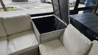 Conjunto de jardín ratán beige y gris