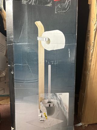 Portarrollos de pie madera y metal