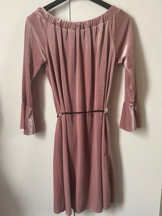 Vestito rosa effetto velluto