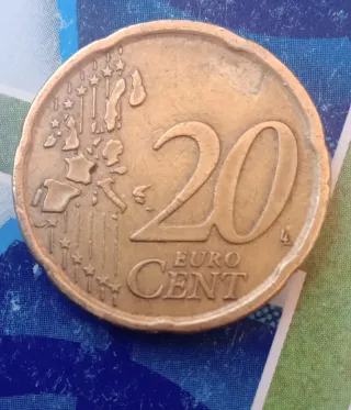 20 cts España 1999 con 3 exceso de metal en cara.