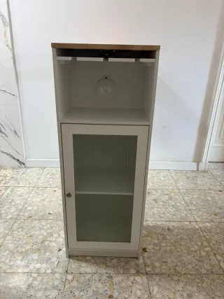 Mesa alta/barra madera y blanco