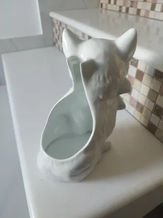 Figura Gato Cerámica Blanco