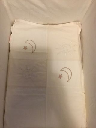 Cuna moisés madera y tela + sábanas