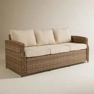 Sofá Exterior 3 Plazas Mimbre Beige/Marrón Le Mans