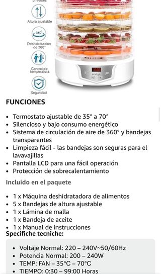 Deshidratador MiMiya 5 Bandejas 240W