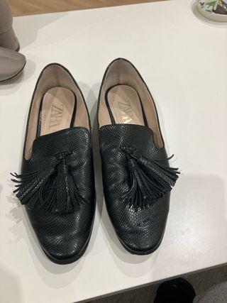 Mocasines negros con flecos Talla 38