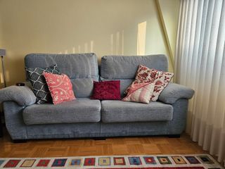 Sofá de tela 2 plazas azul grisáceo