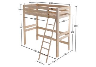 Cama alta individual 90cm Lufe
