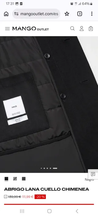 Abrigo Lana hombre Mango