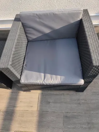 Muebles de jardín ratán gris y negro