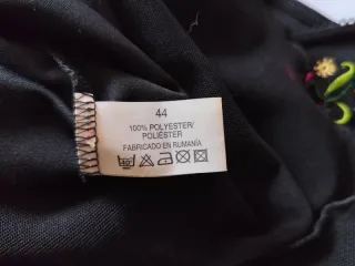 Vestido Lencero Vintage Negro Bordados Flores