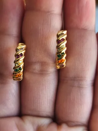 Pendientes Chapados Oro 18k Multicolor